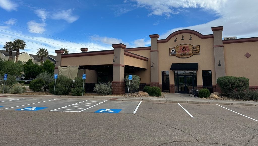 freshly painted parking lot lines for Rib and Chop House