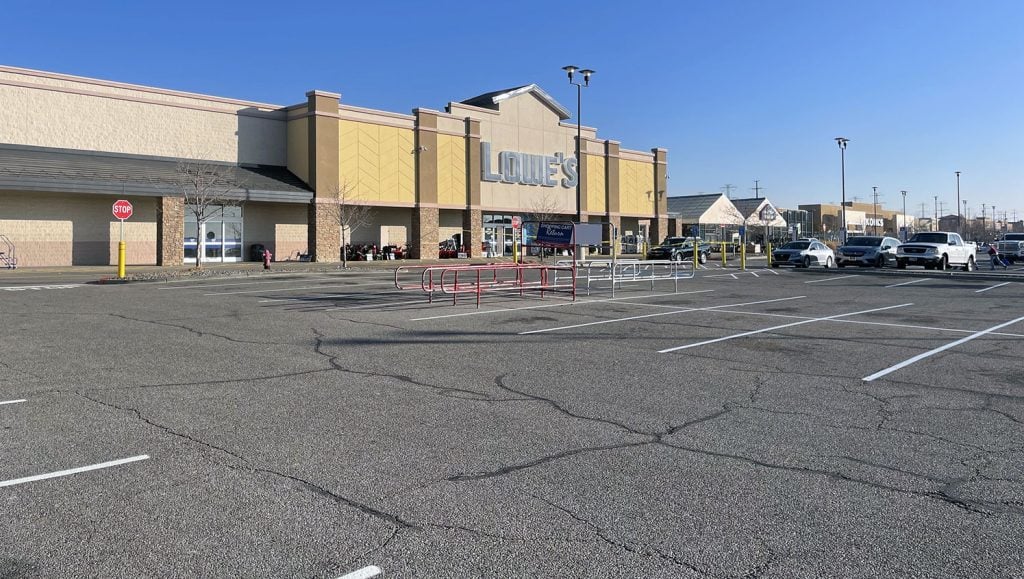 lowes re-striped parking lot stalls