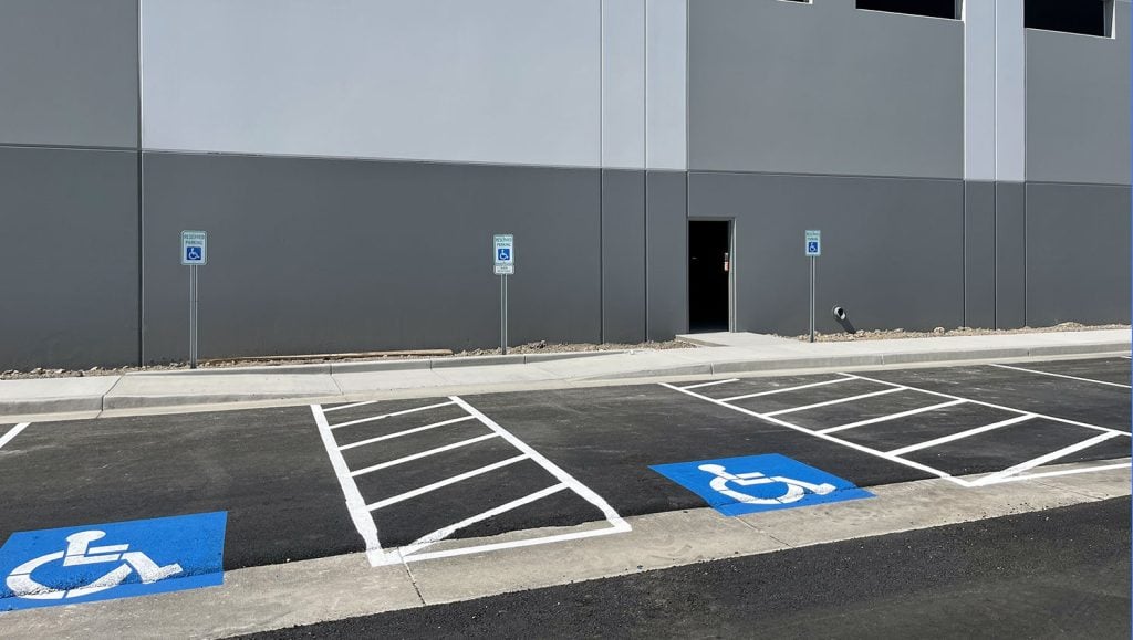 newly striped truck parking spaces