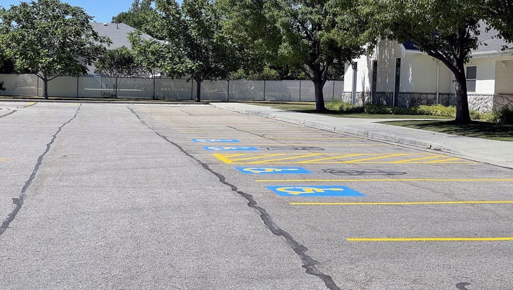 new line striping in church parking lot
