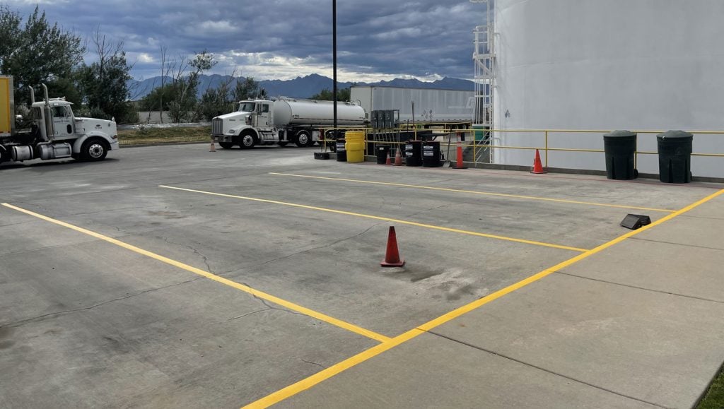 new ada parking stalls re-striped at thermo fluids