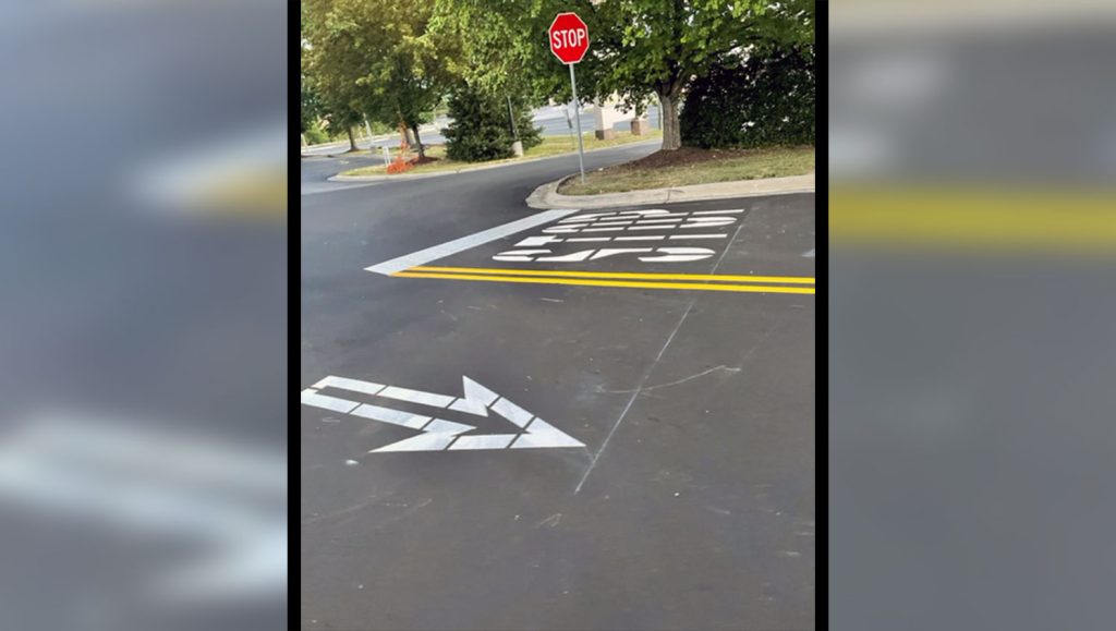directional arrow and stop bar markings at greensboro walmart