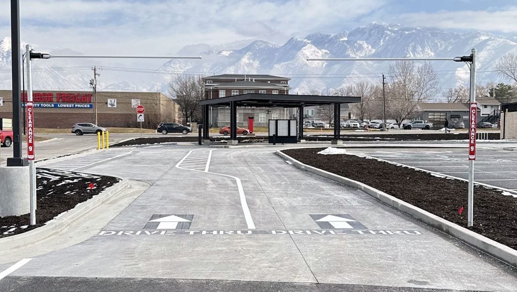 freshly striped parking spaces