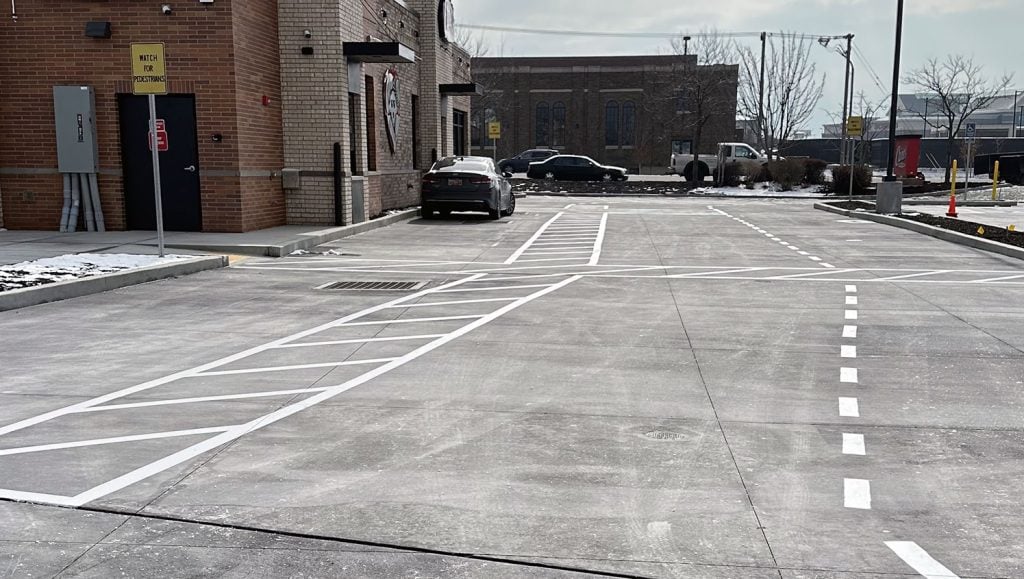 newly striped parking lot in Sandy, Utah