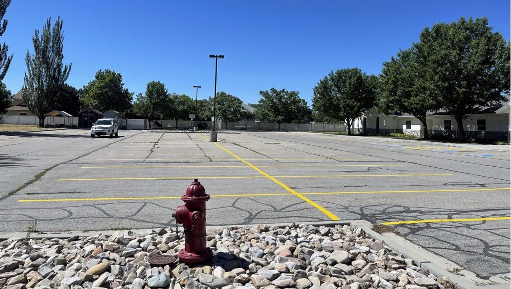 new ADA markings in church parking lot