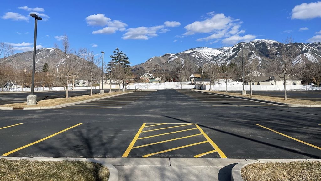 freshly striped parking stalls