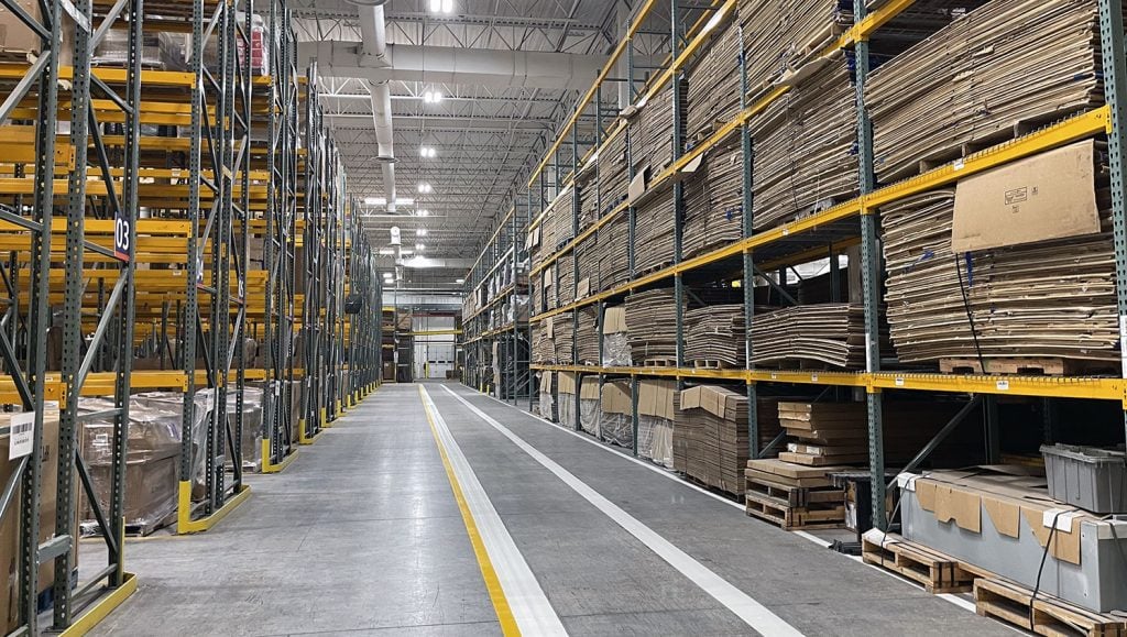 re-striped warehouse walkway