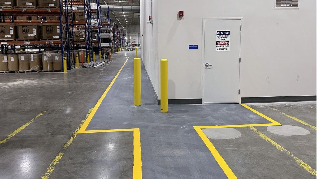 freshly painted traffic markings