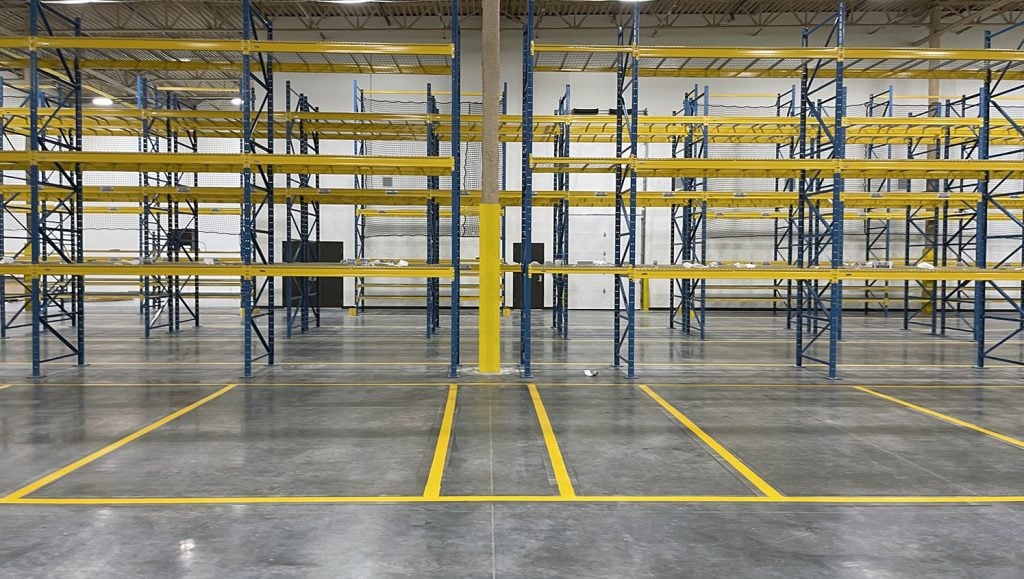 new yellow warehouse floor stripes