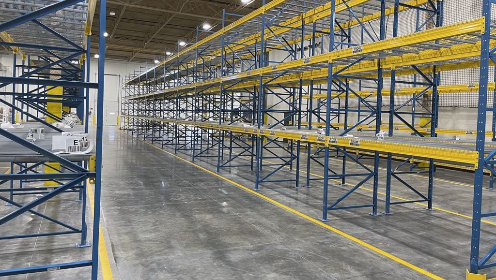 new yellow warehouse floor striping