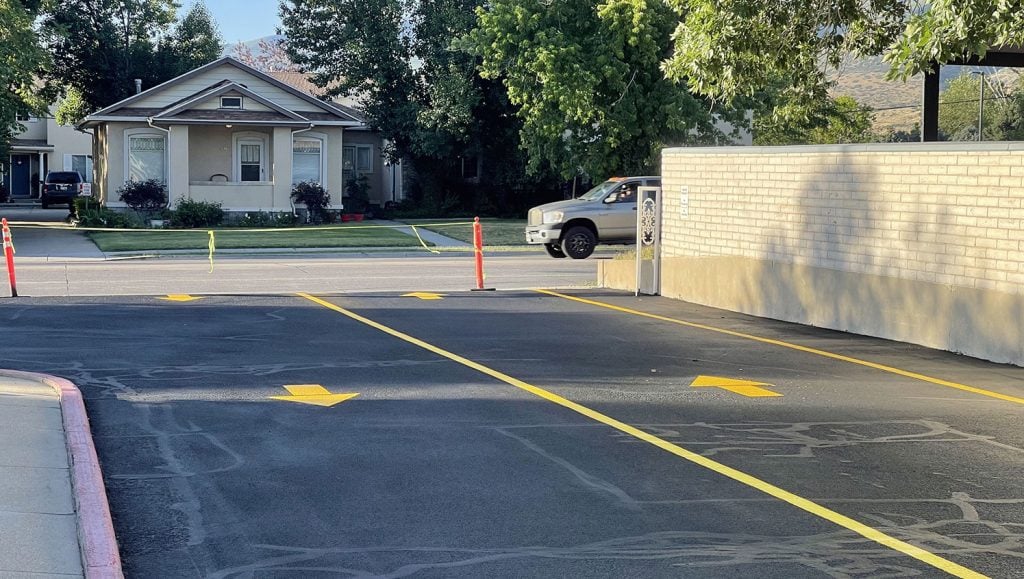 parking area with new line stripes