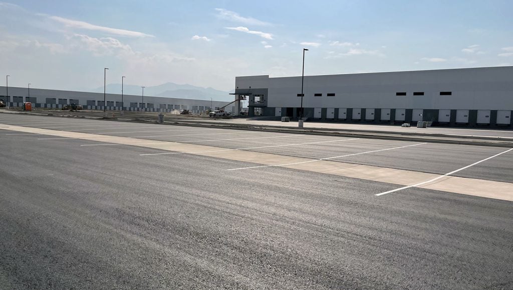 newly striped parking lot spaces