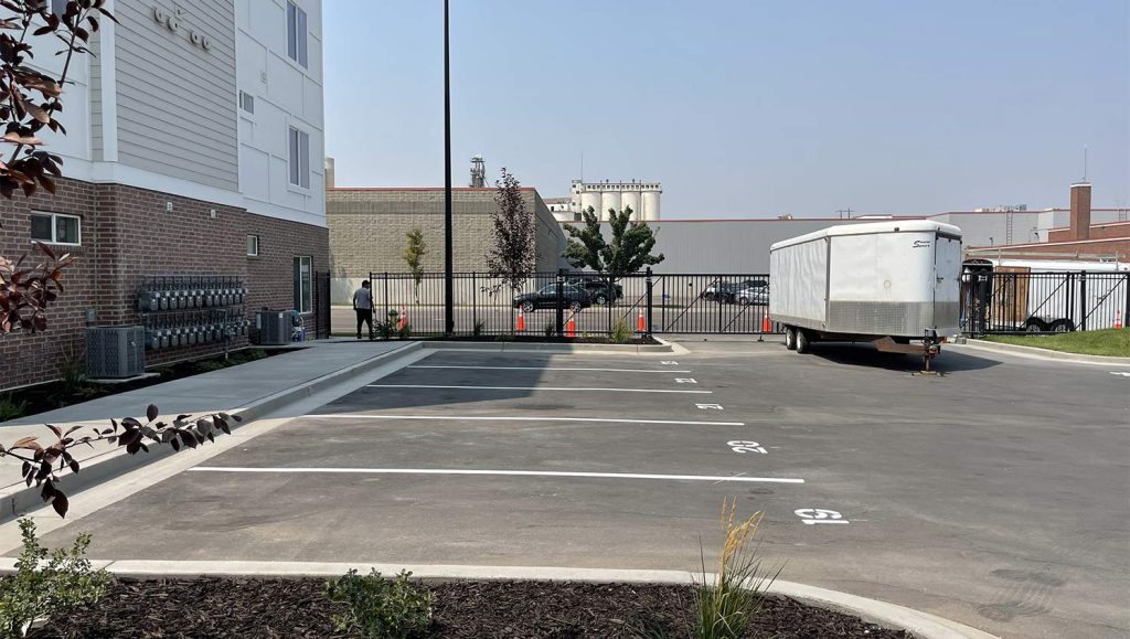 numbered parking stalls for residents in Ogden, UT