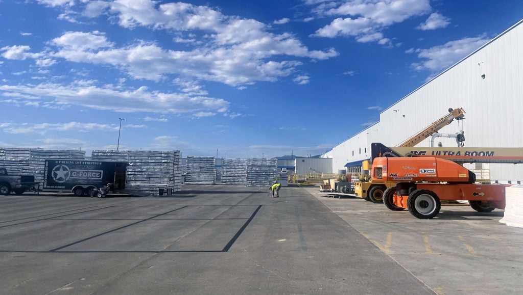 completed line striping project in Idaho