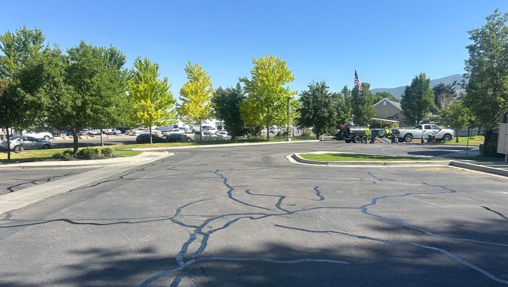 Huntington Apartments parking lot with seal coating