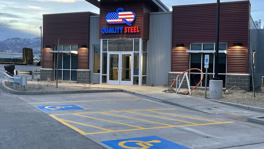 a recently re-striped parking lot