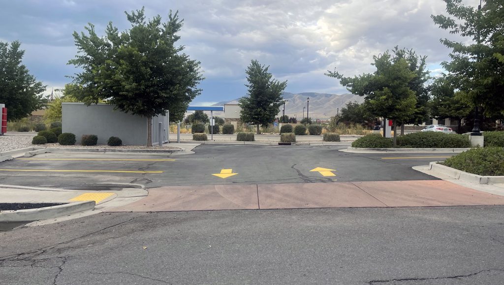 re-striped lining in drive thru