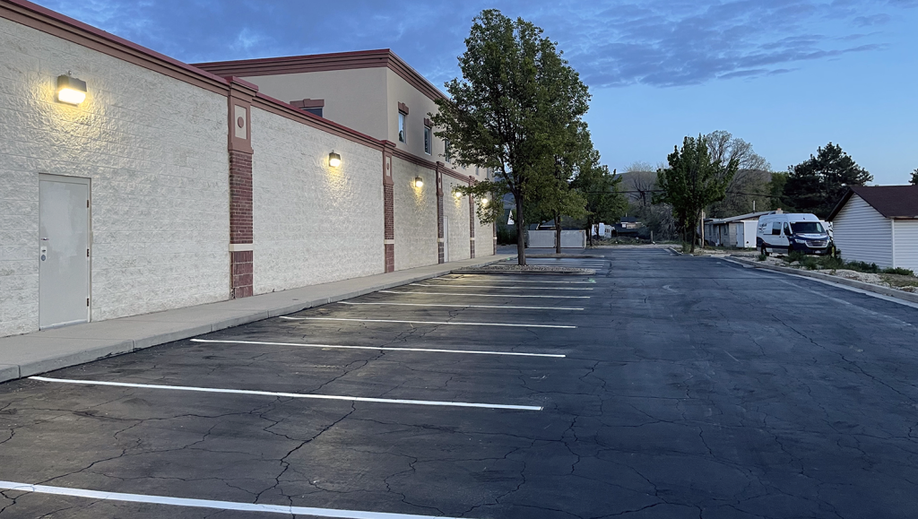 re-striped parking spaces