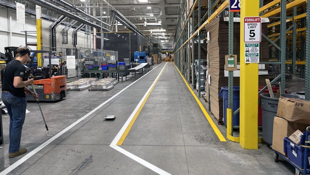 new walkway striping for fedex warehouse