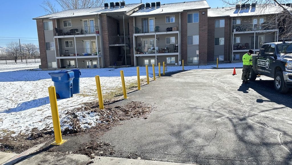 recently installed bollards