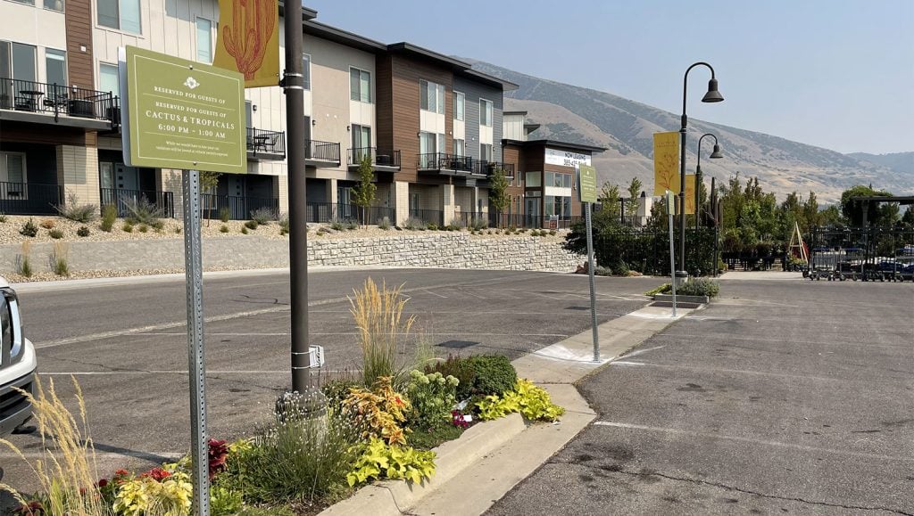 new reserved parking sign installed for Cactus & Tropicals in Draper, UT