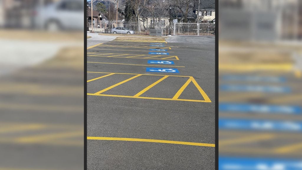 side view of new parking spaces