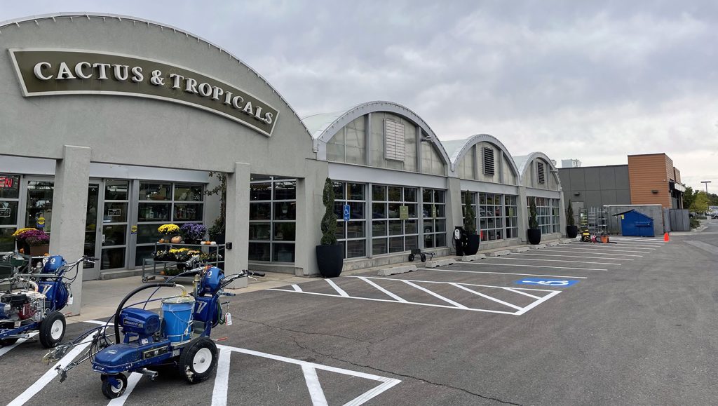re-striped no parking zone at Cactus and Tropics in Draper, Utah