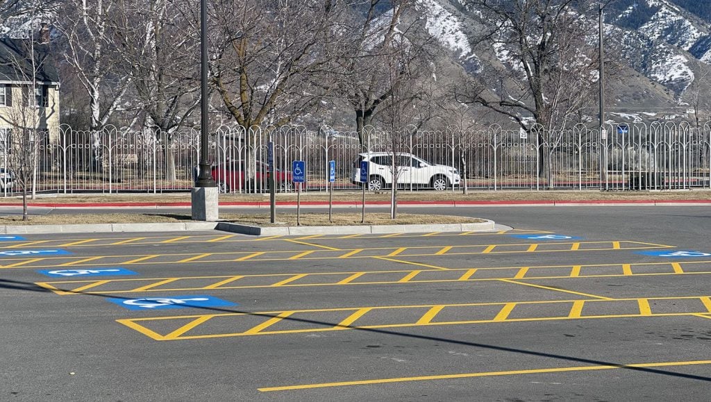 forward view of new ADA compliant parking stalls