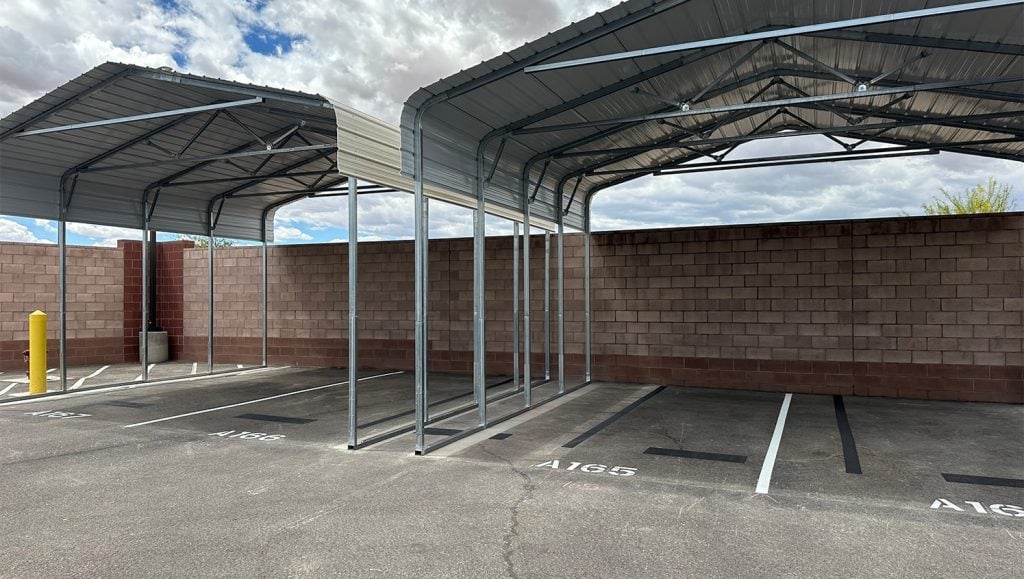 freshly painted lines for Store more Self Storage close-up