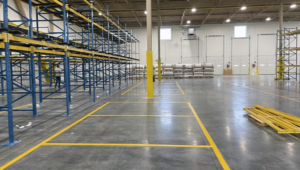 warehouse floor striping for pallet and equipment storage