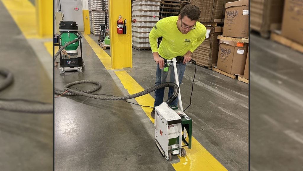 warehouse line removal professional at work