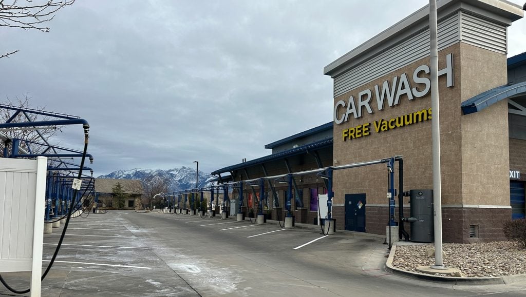 freshly painted parking spots for Mister Car Wash
