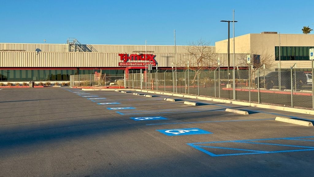 ada compliance parking spots freshly painted for TJ MAXX Distribution Center