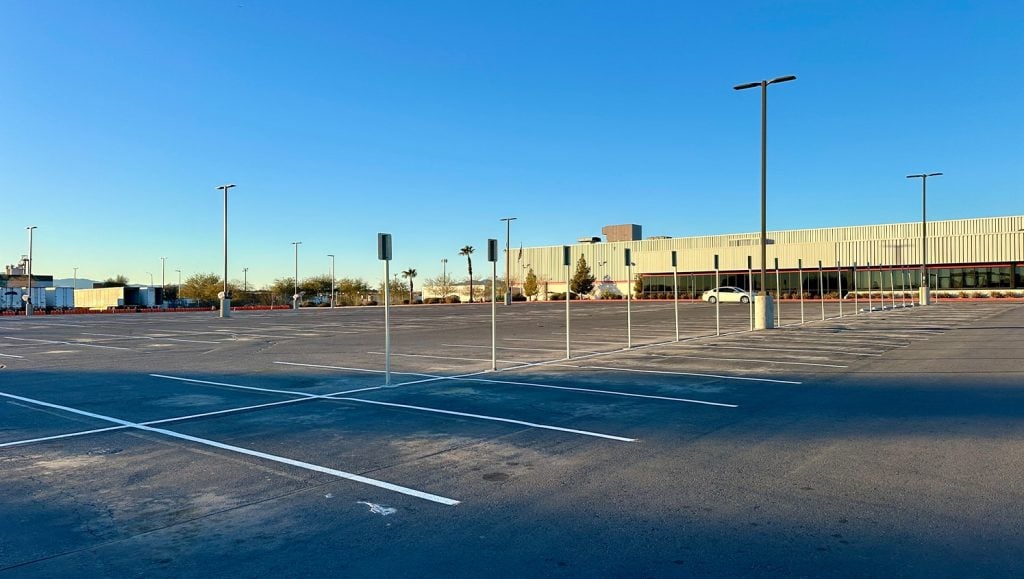 freshly painted parking spots for TJ MAXX Distribution Center