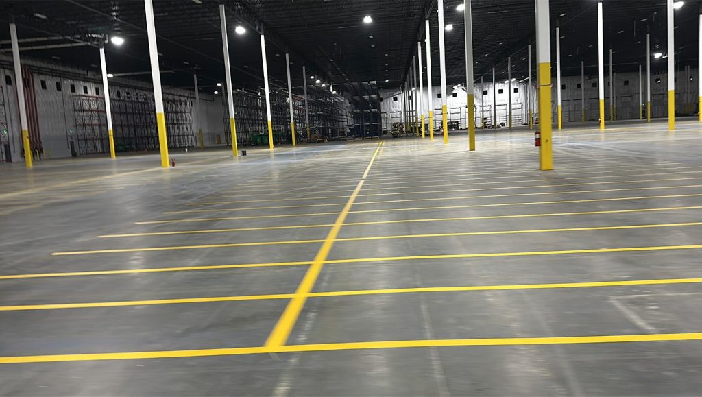 warehouse floor markings for Quality Distribution freshly painted