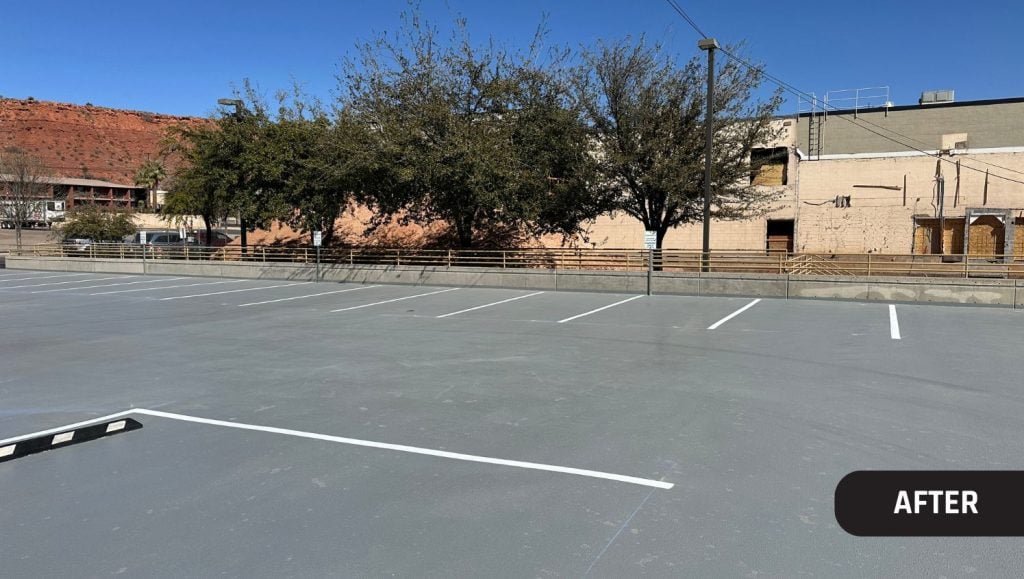 parking spots freshly painted for Goldenwest Credit Union