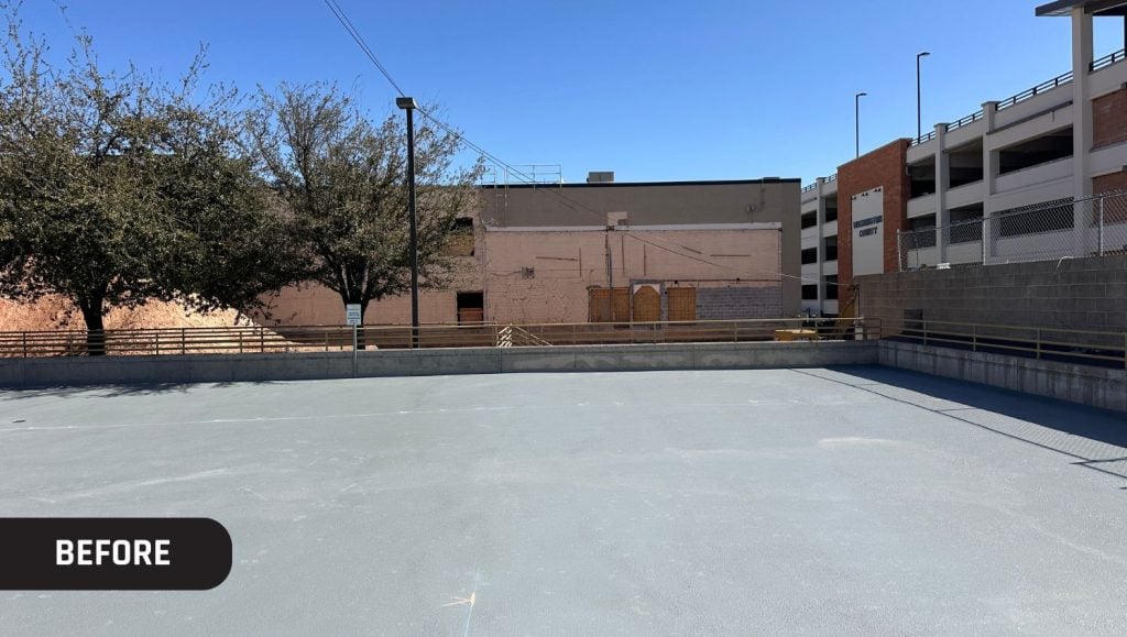Goldenwest Credit Union parking lot before new line markings