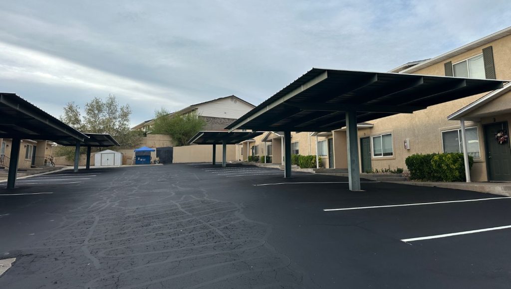 Canyon View Apartments parking lot freshly painted parking spots