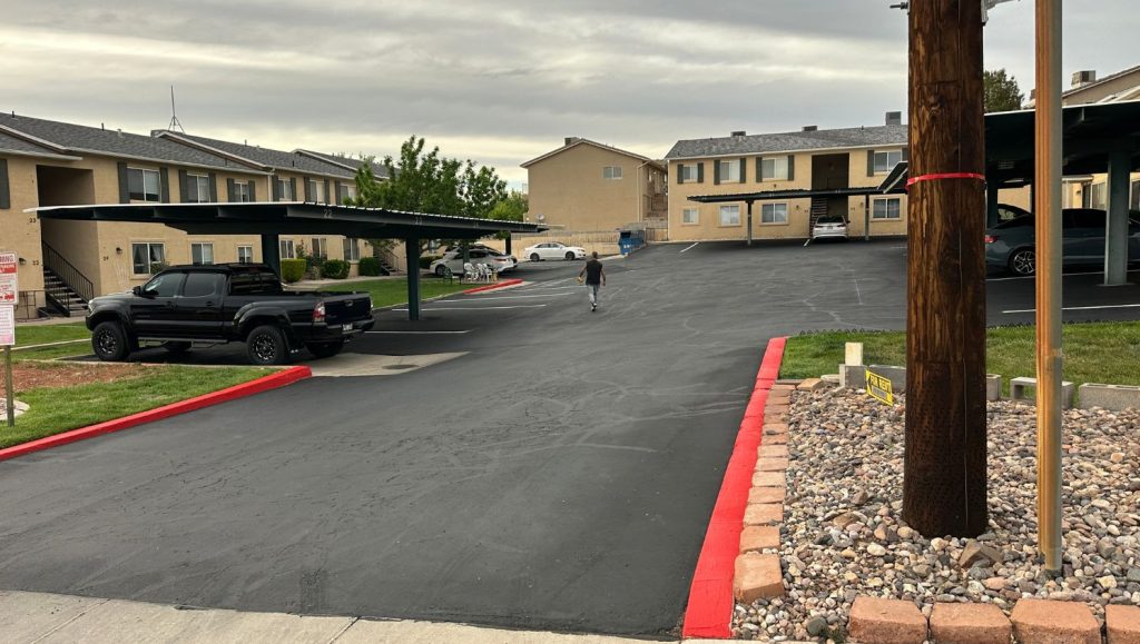Canyon View Apartments parking lot freshly painted