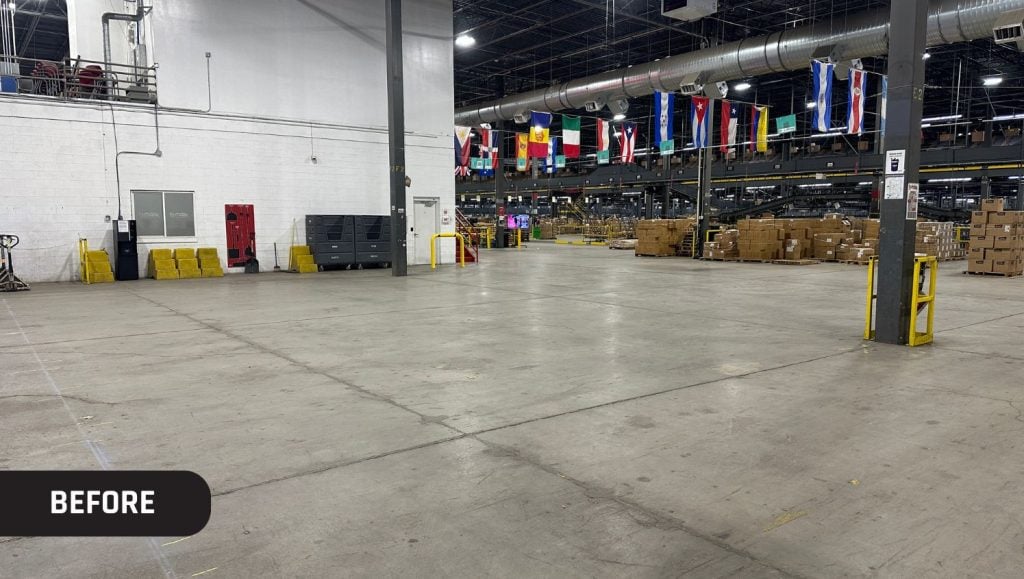 TJ MAXX Distribution Center warehouse before line markings painted
