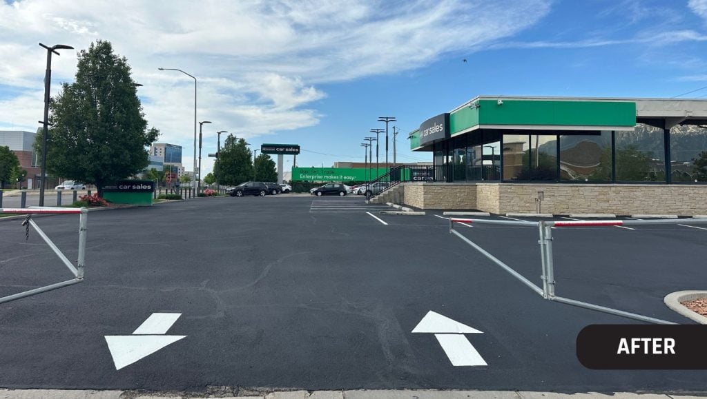 Enterprise Car Sales parking lot freshly painted