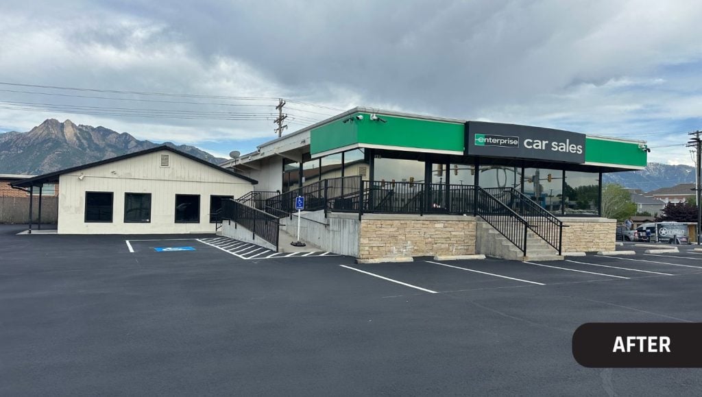 parking spots freshly painted for Enterprise Car Sales