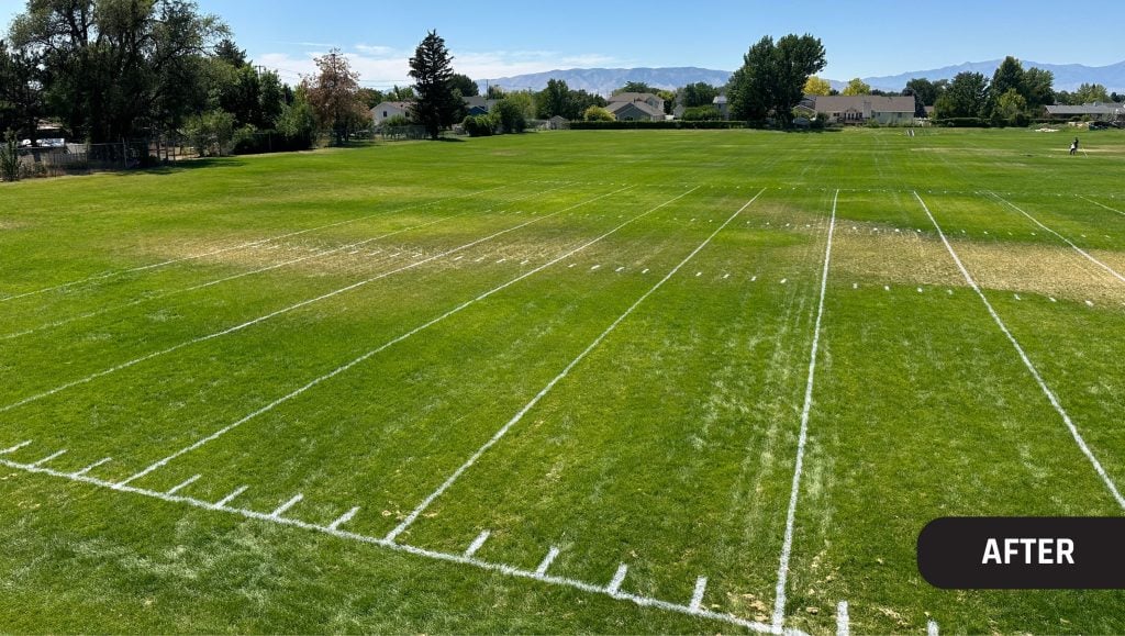 Timpanogos High School field with freshly painted line markings
