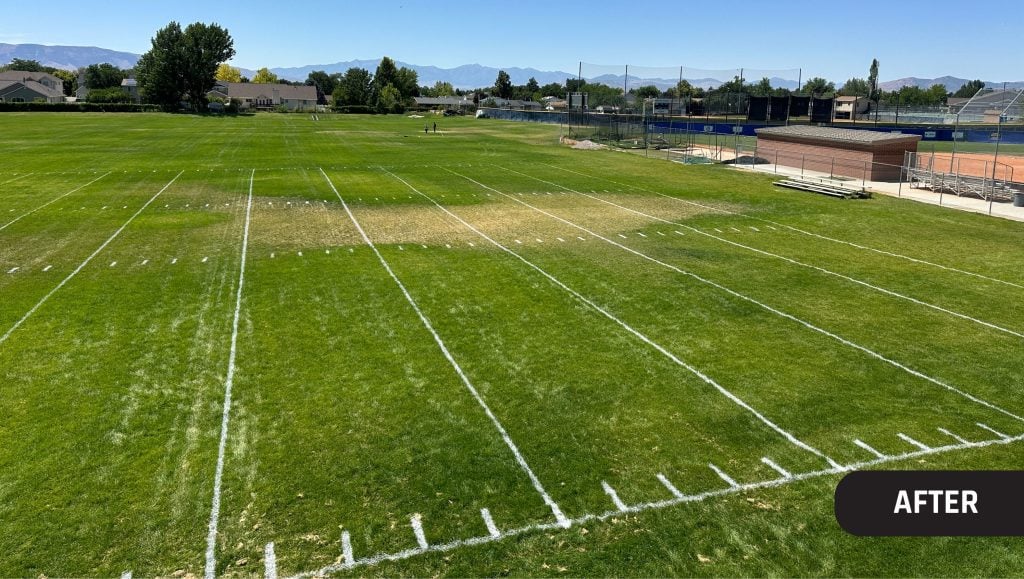 Timpanogos High School field freshly painted front view