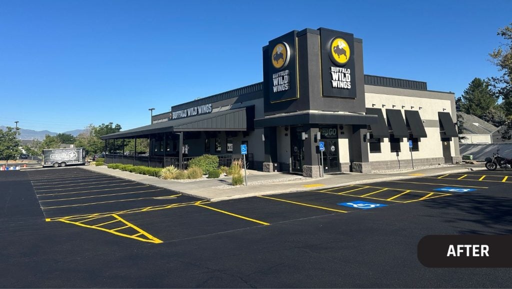 Buffalo Wild Wings parking lot freshly painted