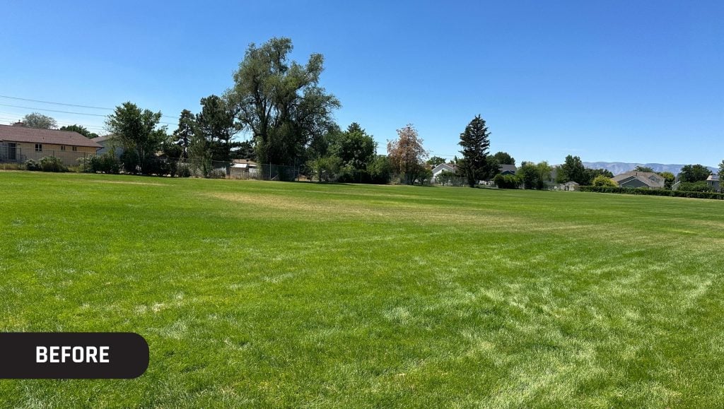 before portrait of Timpanogos High School field with no line striping
