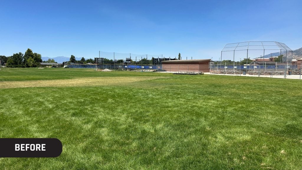 Timpanogos High School field before new line striping