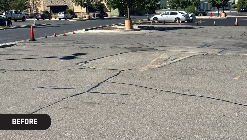Buffalo Wild Wings parking lot with old concrete flooring