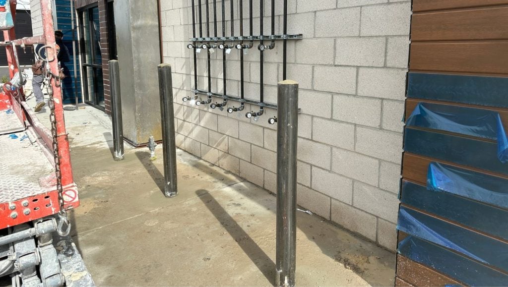 Hobble Creek parking lot with bollard installation