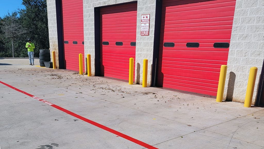 re-striped parking lot entrance